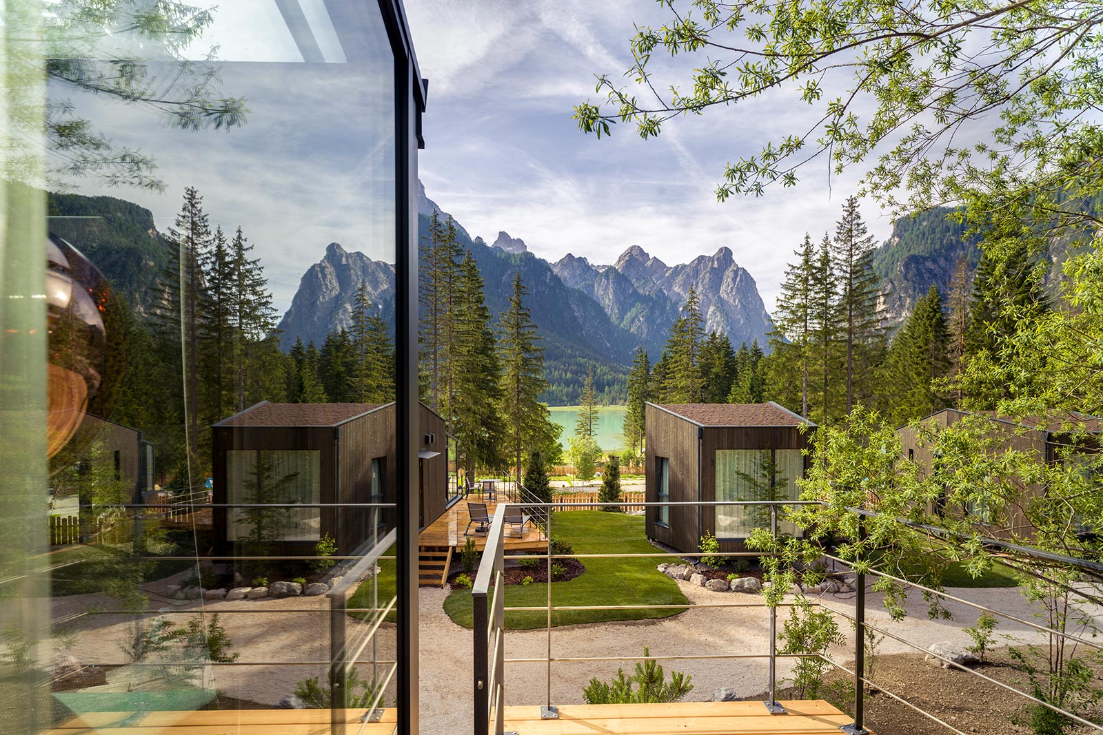 View from SkyView Chalet to Lake Dobbiaco • SkyView Chalets Toblacher See