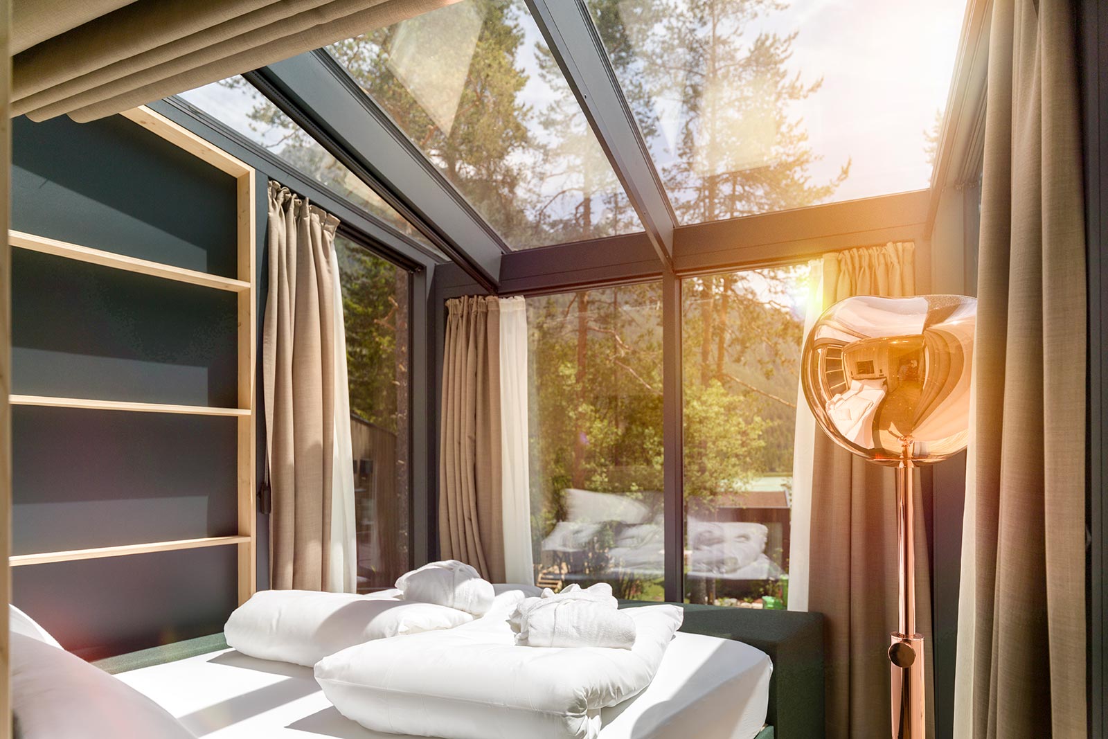 Interior view of SkyView Chalet - Sleeping area • SkyView Chalets Toblacher See